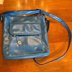 Guano Bernini crossbody bag, beautiful blue, leather